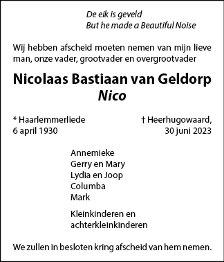 Familiebericht/overlijdensbericht