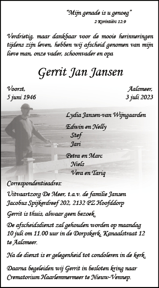Familiebericht/overlijdensbericht
