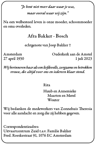 Familiebericht/overlijdensbericht