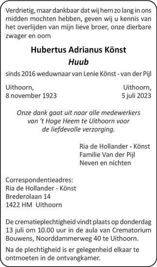 Familiebericht/overlijdensbericht