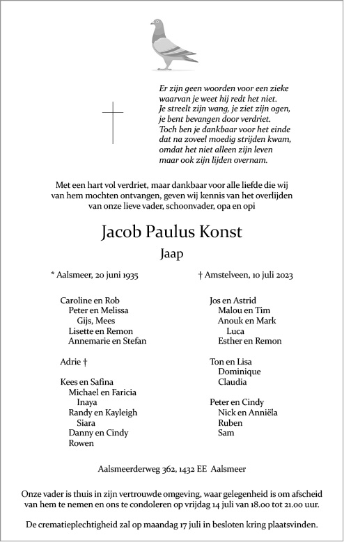 Familiebericht/overlijdensbericht