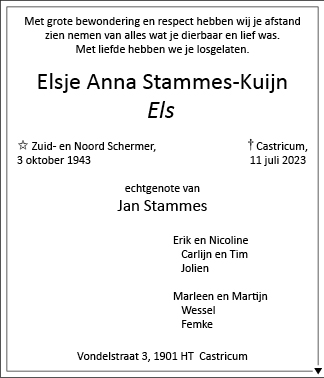 Familiebericht/overlijdensbericht
