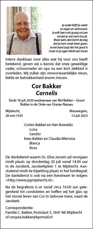 Familiebericht/overlijdensbericht