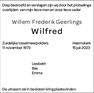 Familiebericht/overlijdensbericht