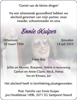 Familiebericht/overlijdensbericht
