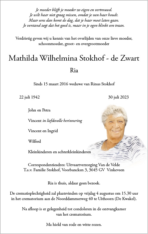 Familiebericht/overlijdensbericht