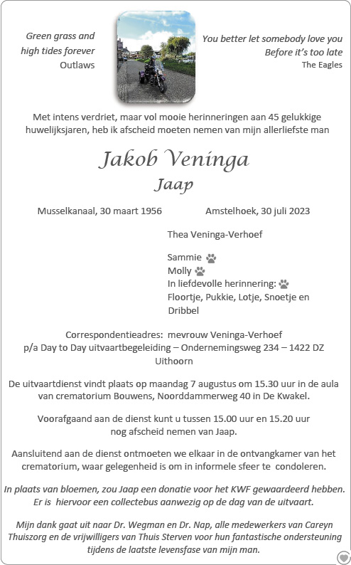 Familiebericht/overlijdensbericht