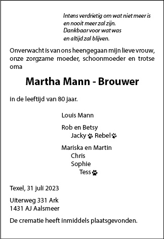 Familiebericht/overlijdensbericht