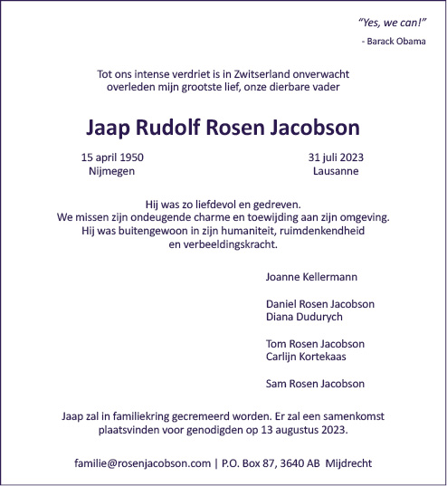 Familiebericht/overlijdensbericht