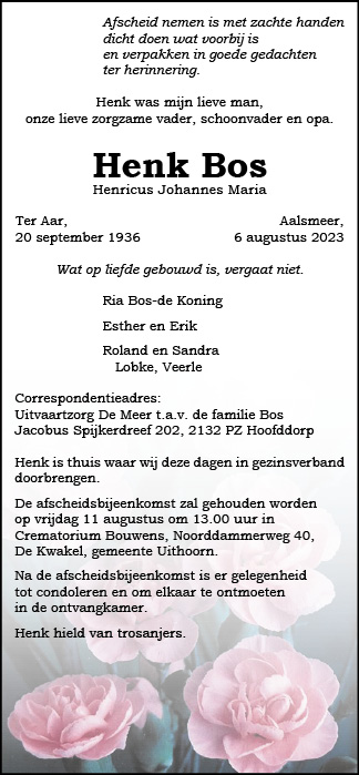 Familiebericht/overlijdensbericht