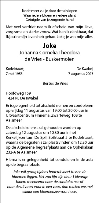 Familiebericht/overlijdensbericht