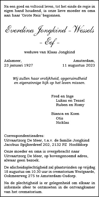 Familiebericht/overlijdensbericht