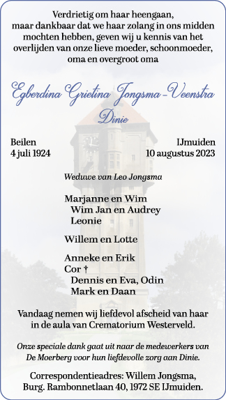 Familiebericht/overlijdensbericht