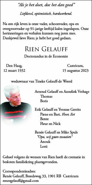 Familiebericht/overlijdensbericht
