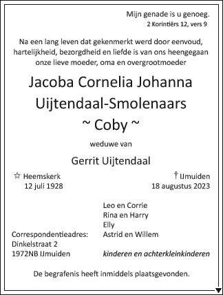Familiebericht/overlijdensbericht