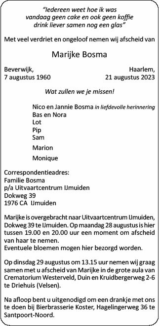 Familiebericht/overlijdensbericht