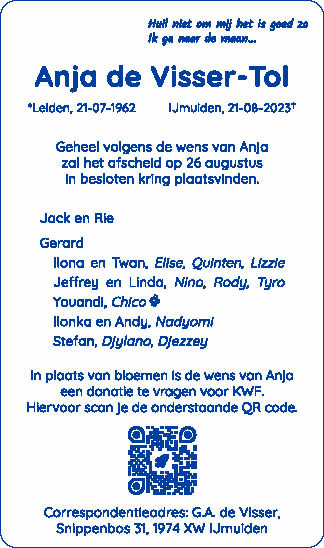 Familiebericht/overlijdensbericht
