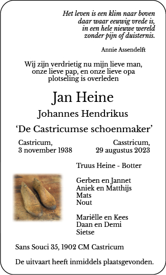 Familiebericht/overlijdensbericht