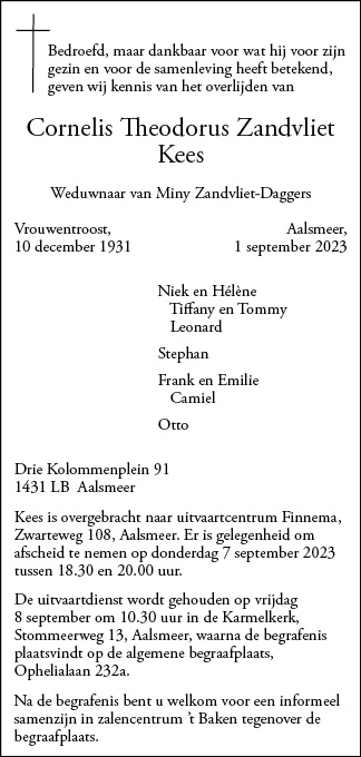 Familiebericht/overlijdensbericht