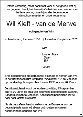 Familiebericht/overlijdensbericht