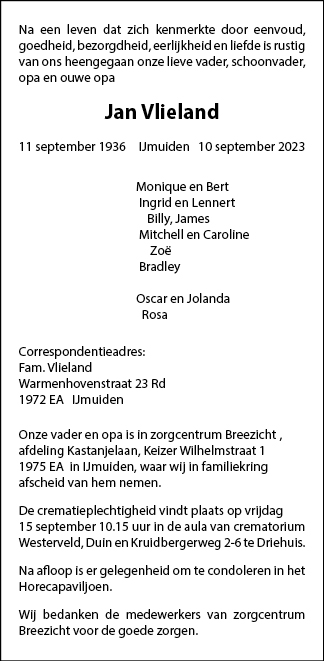 Familiebericht/overlijdensbericht