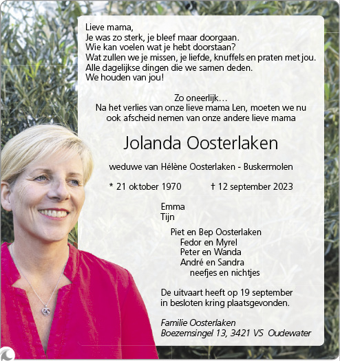 Familiebericht/overlijdensbericht