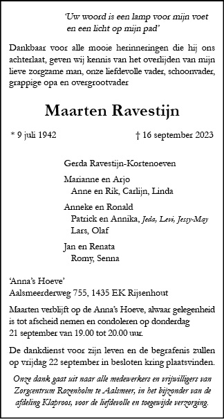 Familiebericht/overlijdensbericht