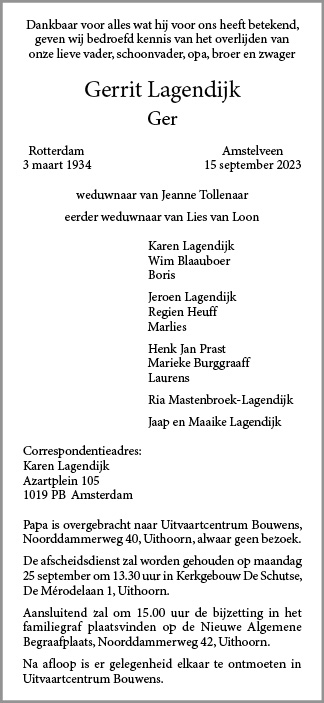 Familiebericht/overlijdensbericht