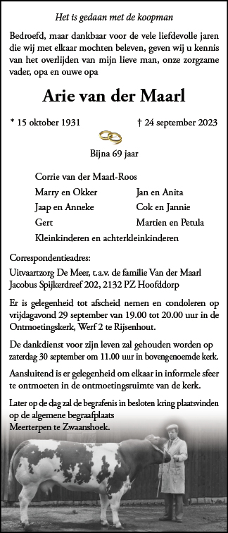 Familiebericht/overlijdensbericht