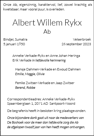 Familiebericht/overlijdensbericht