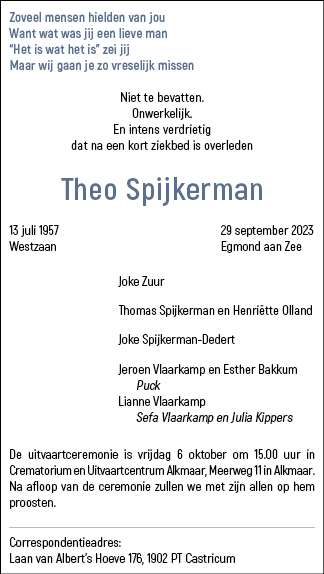Familiebericht/overlijdensbericht