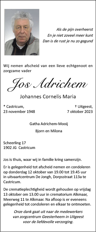 Familiebericht/overlijdensbericht