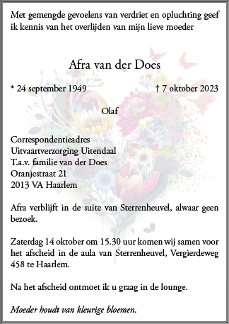 Familiebericht/overlijdensbericht