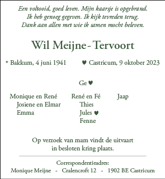 Familiebericht/overlijdensbericht