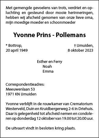 Familiebericht/overlijdensbericht