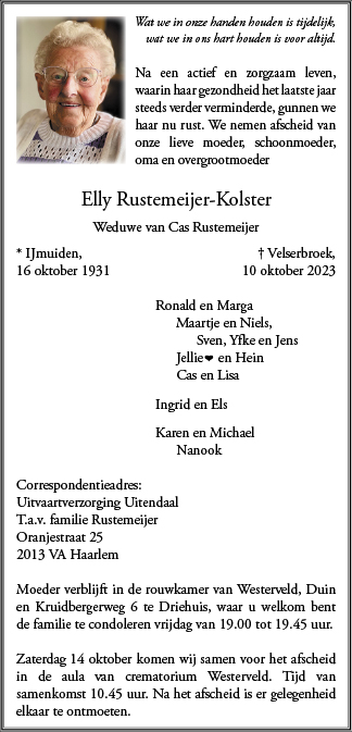 Familiebericht/overlijdensbericht
