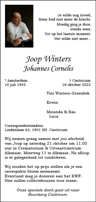 Familiebericht/overlijdensbericht