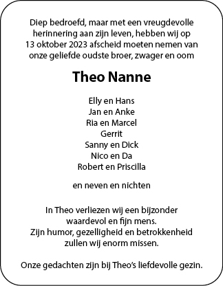 Familiebericht/overlijdensbericht