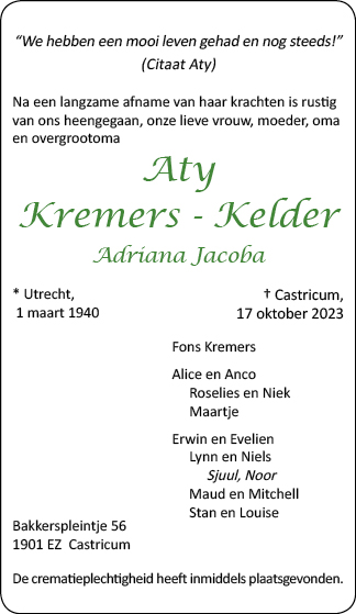 Familiebericht/overlijdensbericht