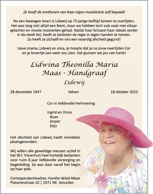 Familiebericht/overlijdensbericht