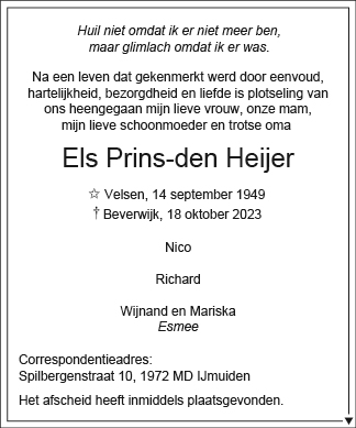 Familiebericht/overlijdensbericht