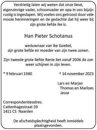 Familiebericht/overlijdensbericht