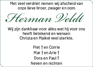 Familiebericht/overlijdensbericht