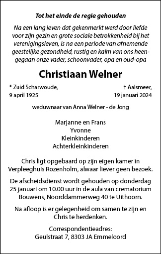 Familiebericht/overlijdensbericht