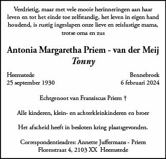 Familiebericht/overlijdensbericht