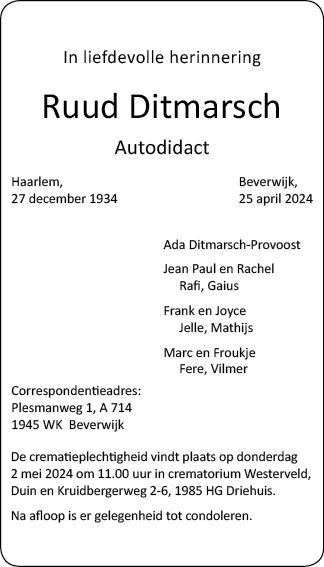 Familiebericht/overlijdensbericht