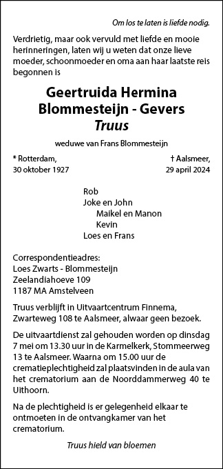 Familiebericht/overlijdensbericht