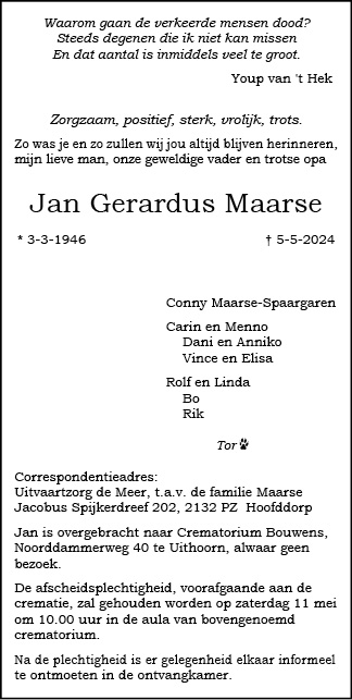 Familiebericht/overlijdensbericht