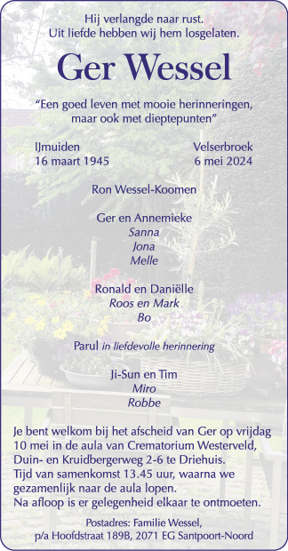 Familiebericht/overlijdensbericht
