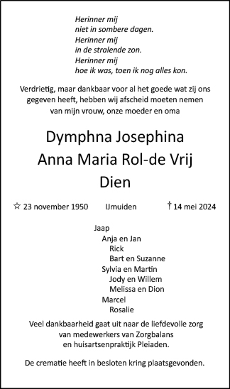 Familiebericht/overlijdensbericht
